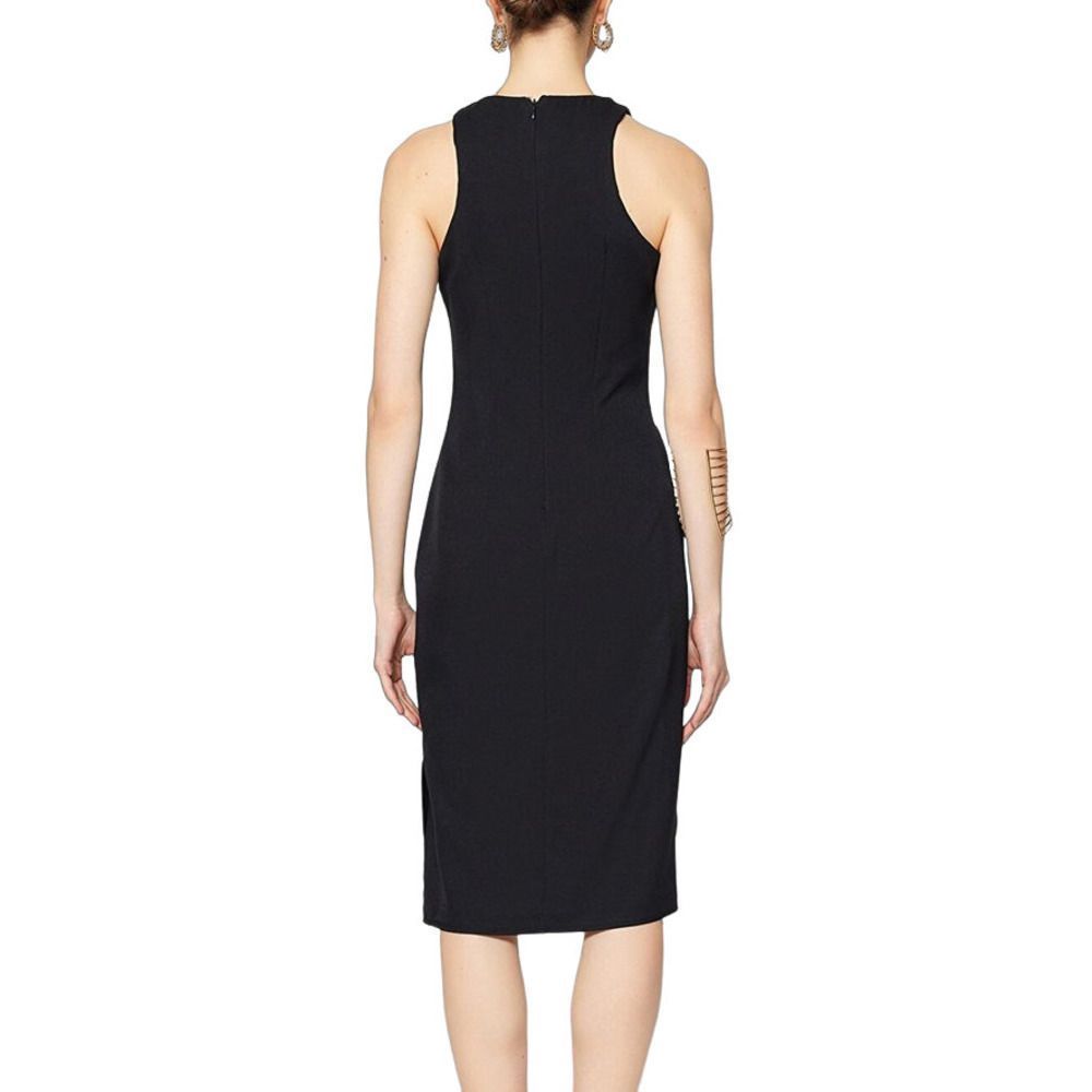 Trendyol Black Sleeveless Midi Bodycon Dress Women Size 42 - Picture 2 of 5